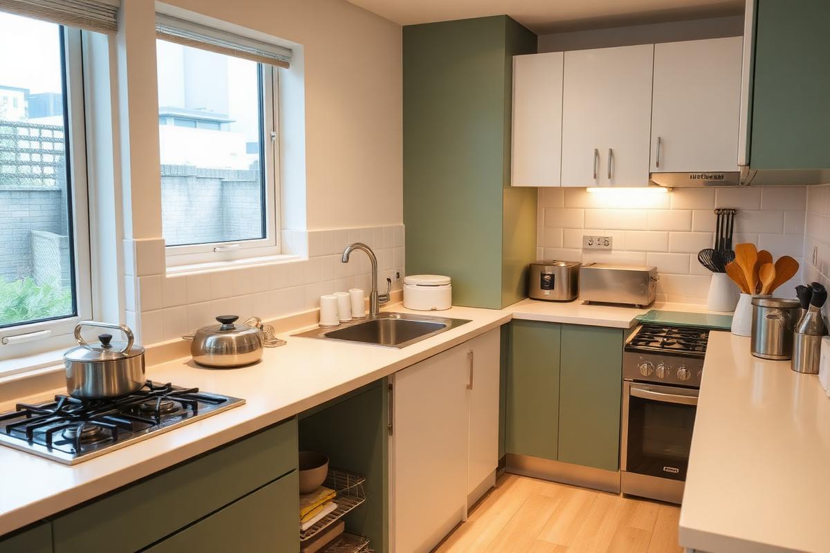 Clean hygienic shared kitchen at Serene Orbit Girl's PG